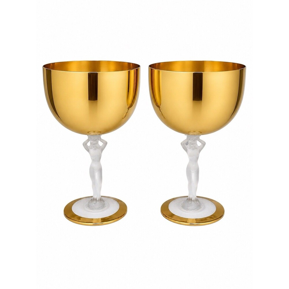 Vintage Bayel Bacchante Gold Nude Wine  Glasses- 2